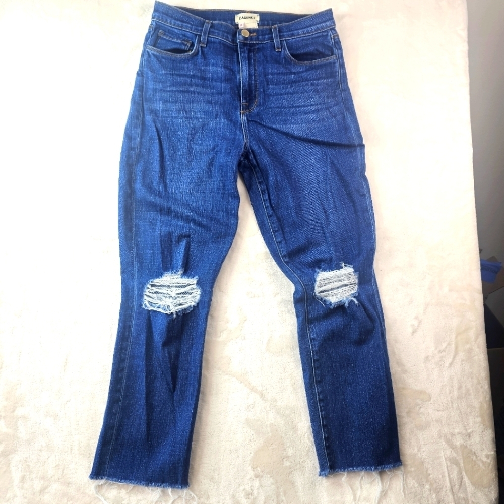 L’Agence Jeans high Line Distressed skinny jeans Women’s 28 Frayed Hem RN 126654